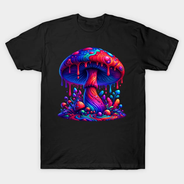 Psychedelic Dripping Mushroom T-Shirt by E